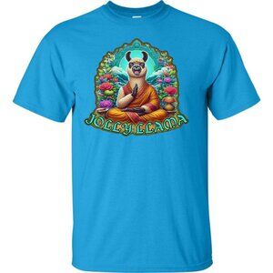 Funny Zen T-Shirt Jolly Llama Buddhist Lotus Pose Humorous Tee